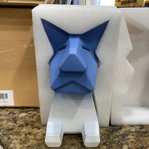 Dog decor Statue Skagele blue and white piggy bank